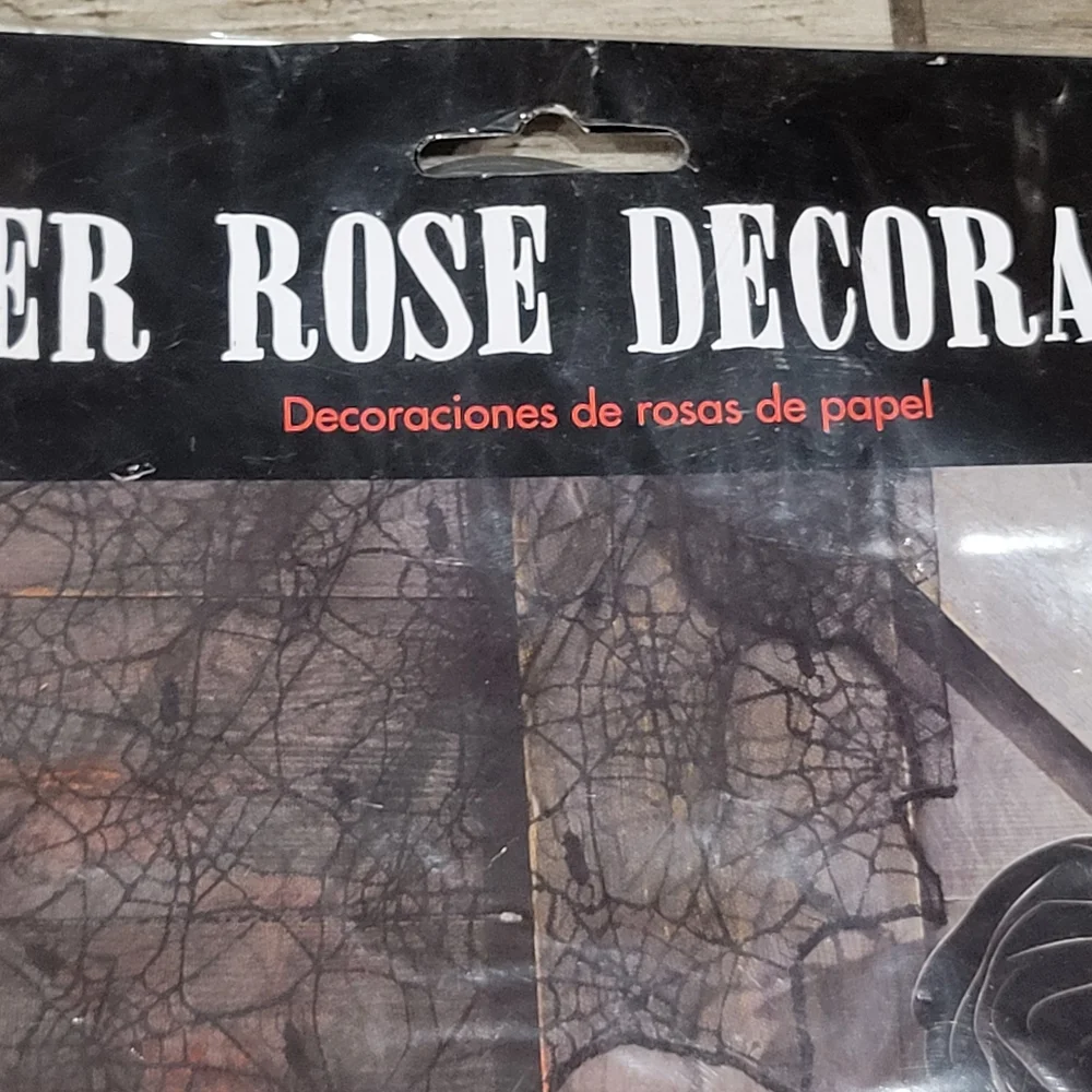 Paper Roses black Halloween decorations DIY Goth floral NWT